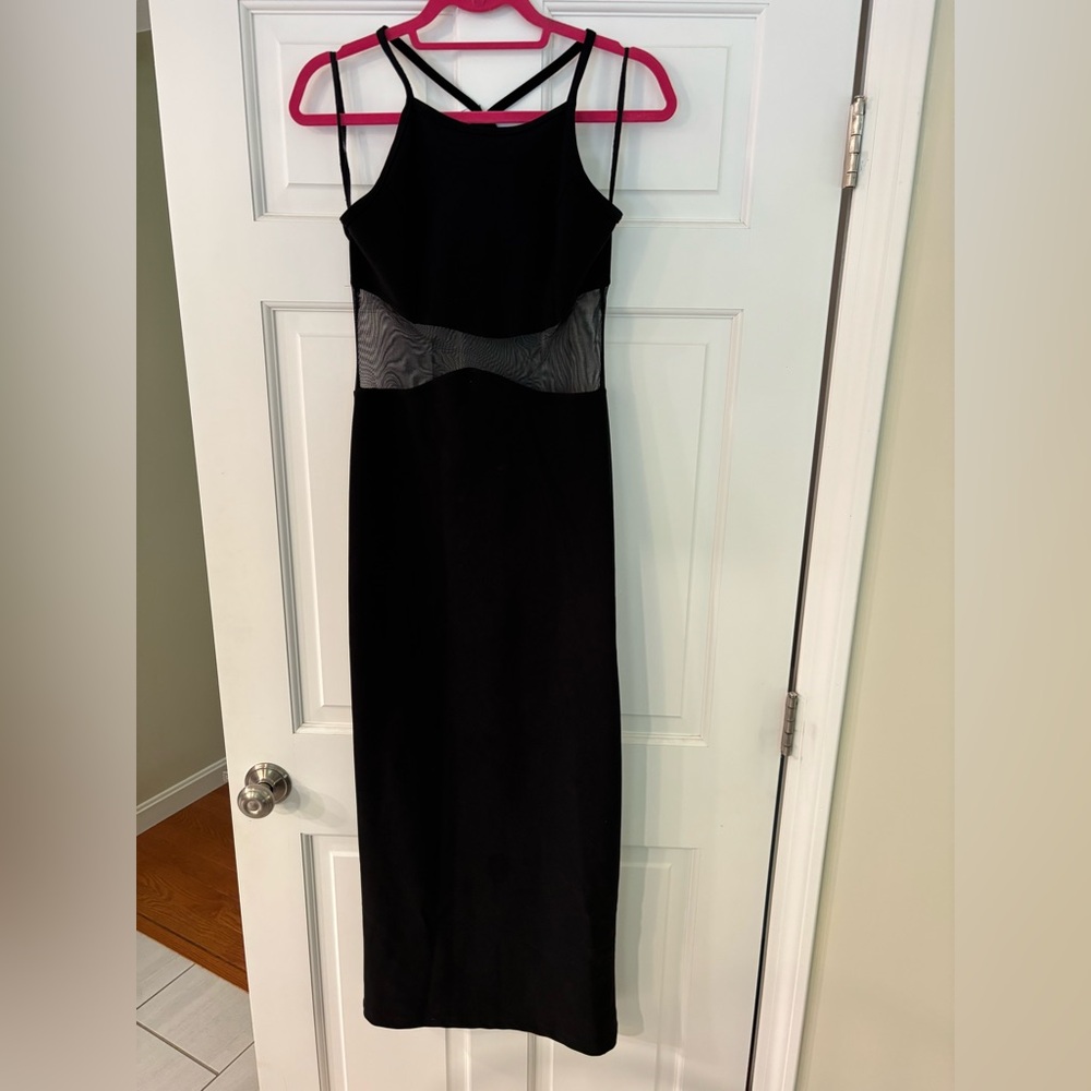 Joule Black Dress with Sheer Waist Panel 90s
